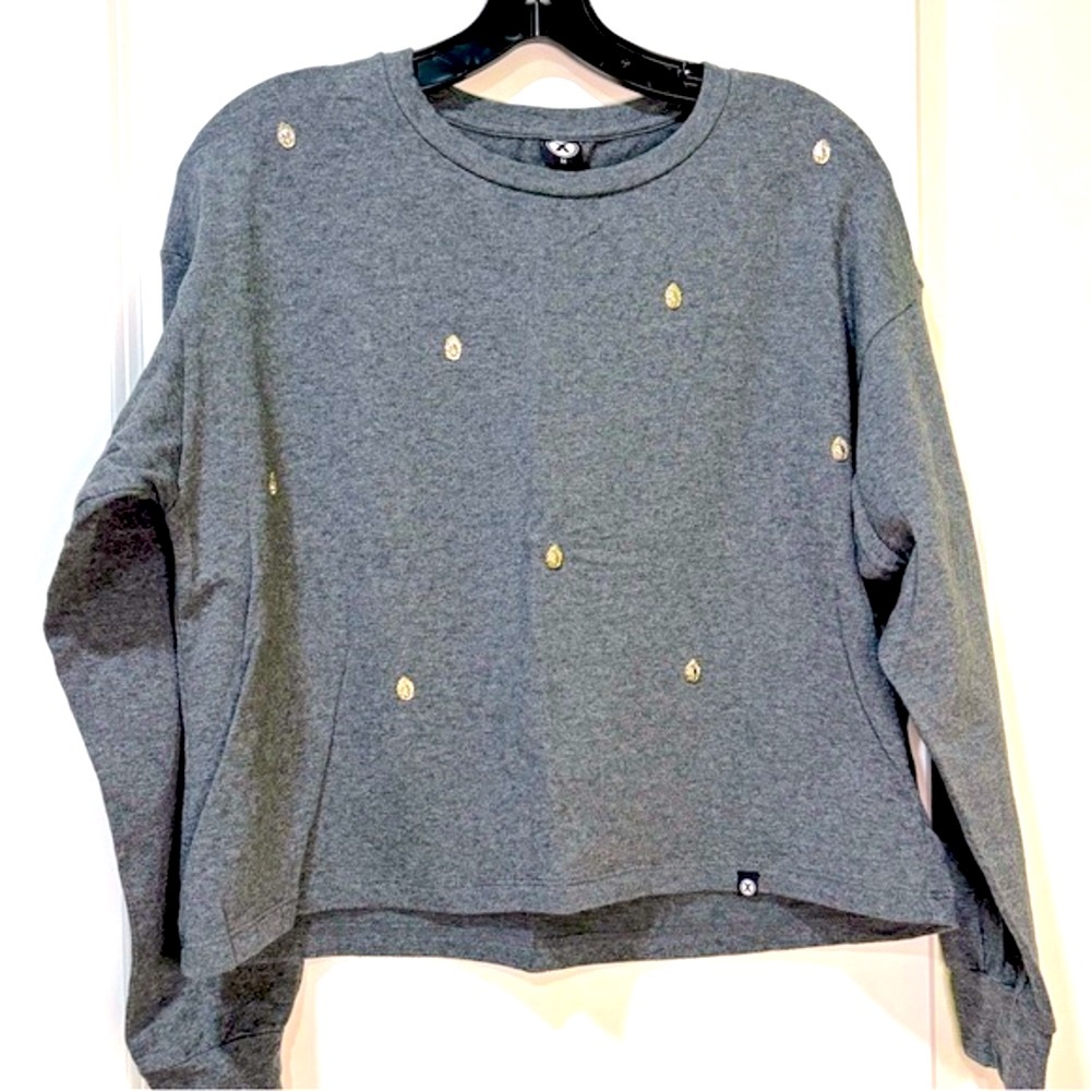 Circle X Charcoal Gray Flaming Skulls Sweatshirt Size Medium